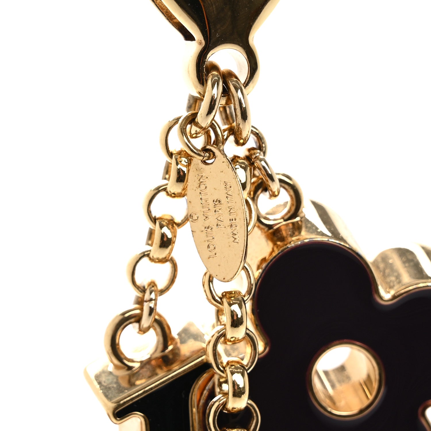 Louis Vuitton Metal Enamel Fleur De Monogram Bag Charm Dore 3 of 7