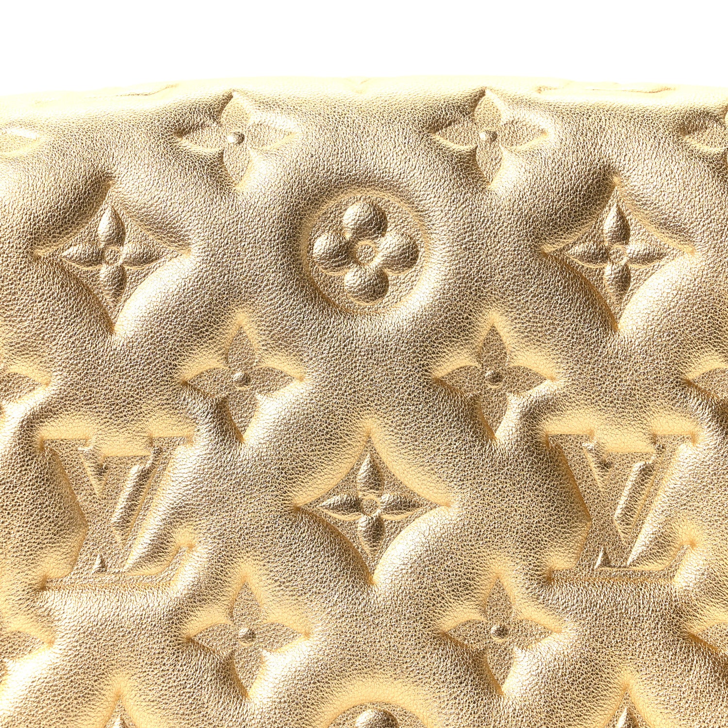 Louis Vuitton Metallic Lambskin Embossed Monogram Pochette Coussin Gold 7 of 9