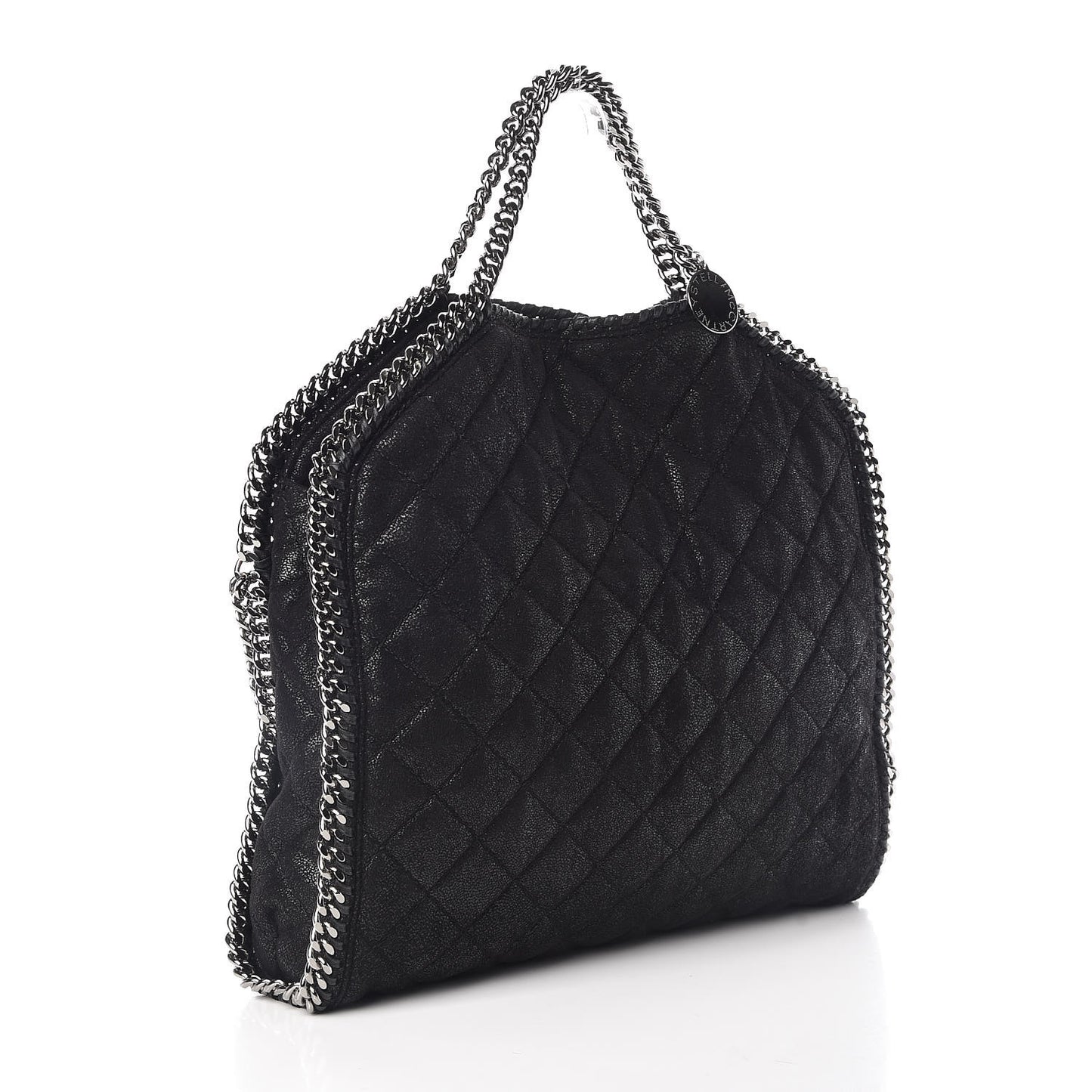 Shaggy Deer Quilted Falabella Fold Over Tote Black