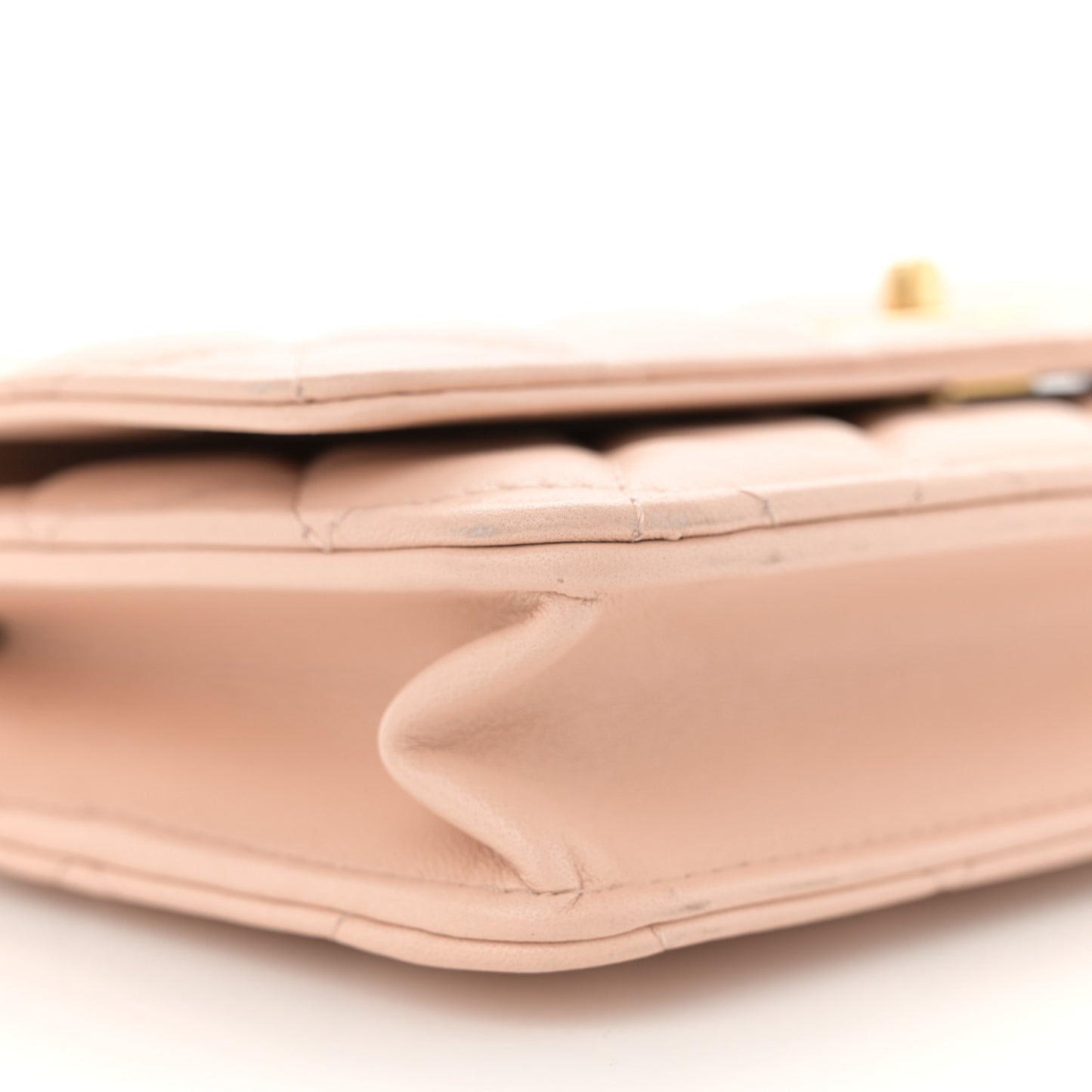 Lambskin Quilted Sweet Camellia Wallet on Chain WOC Light Beige