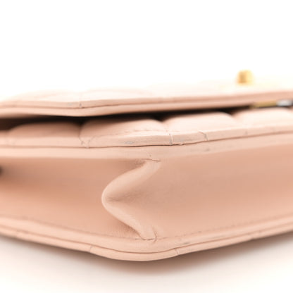 Chanel Lambskin Quilted Sweet Camellia Wallet on Chain WOC Light Beige 9 of 11