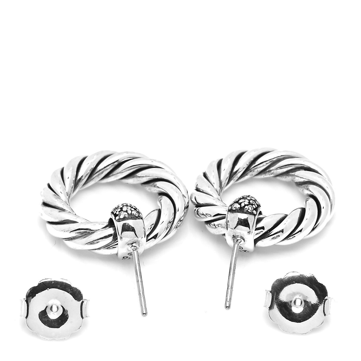 Sterling Silver Diamond Metro Crossover Hoop Earrings