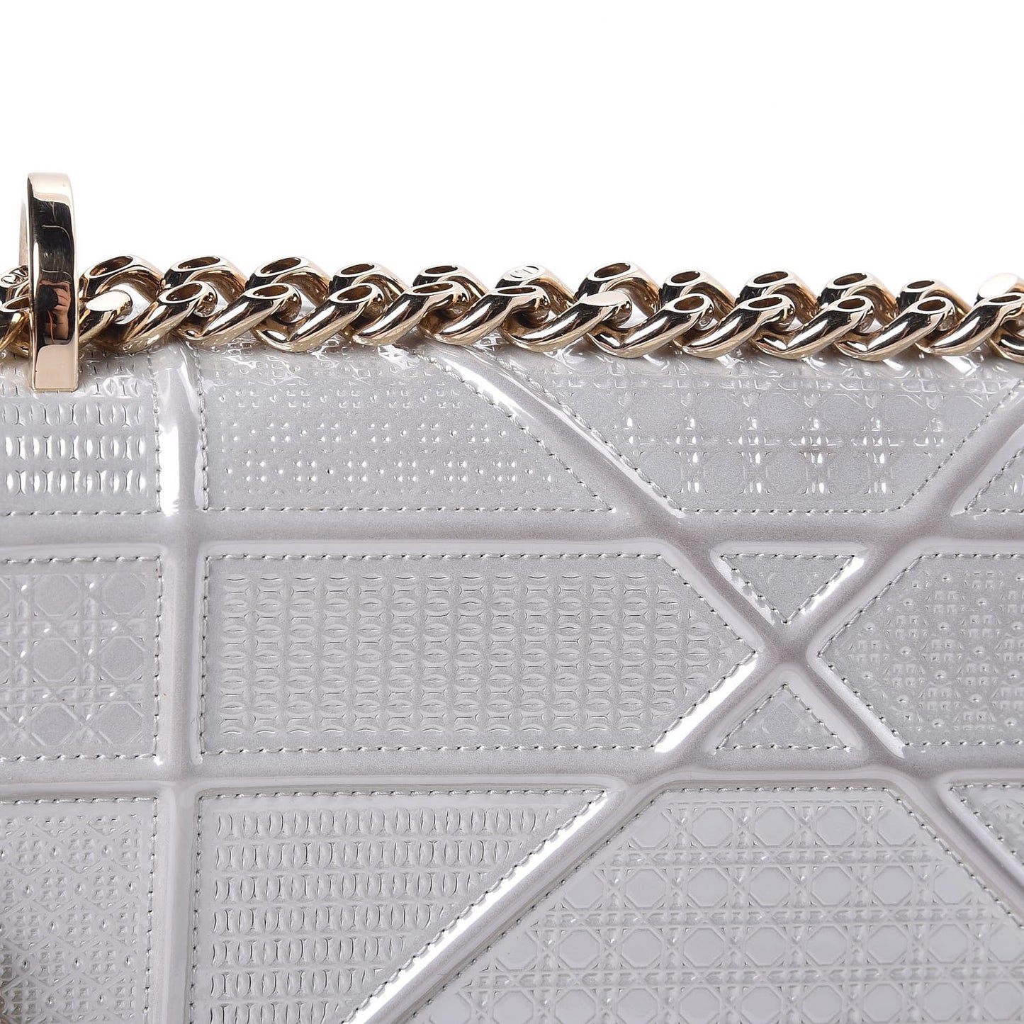 Patent Micro-Cannage Small Diorama Flap Bag White