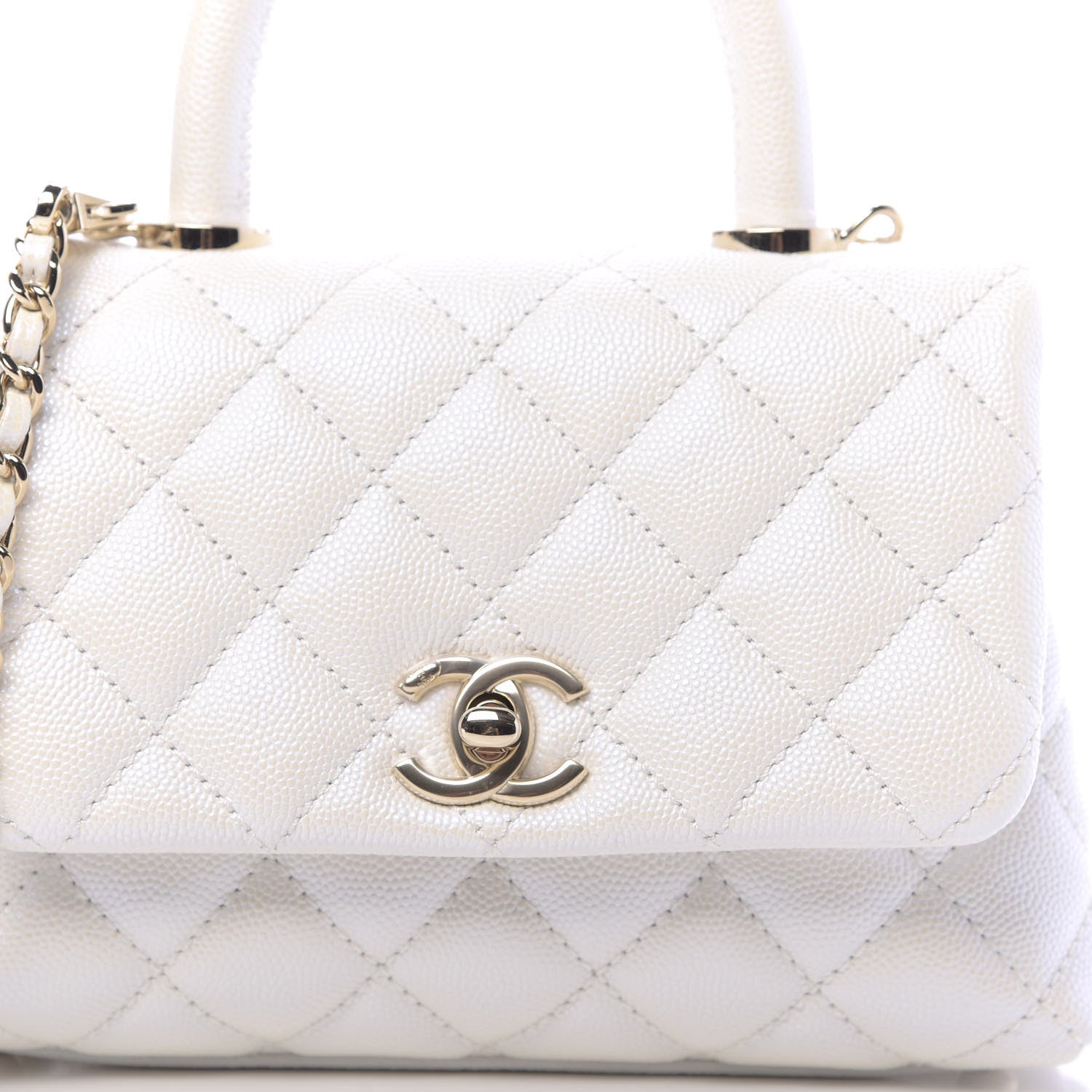 Chanel Iridescent Caviar Quilted Extra Mini Coco Handle Flap Ivory 12 of 13