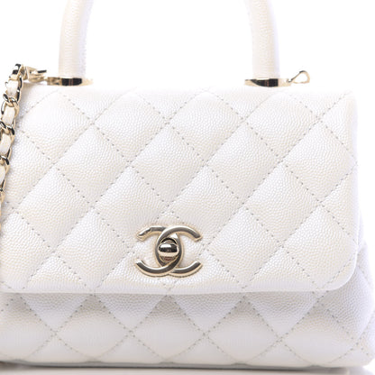 Chanel Iridescent Caviar Quilted Extra Mini Coco Handle Flap Ivory 12 of 13