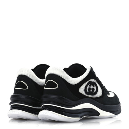 Gucci Technical Knit Fabric Suede Calfskin Womens Gucci Run Sneakers 35.5 Black White 5 of 12