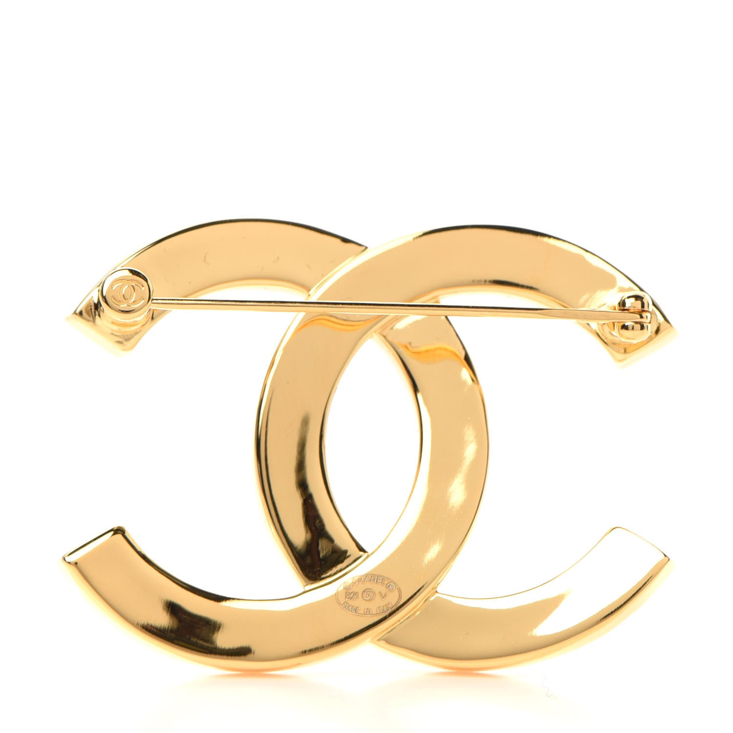 Chanel Metal Paris Button CC Large Brooch Gold 4 of 5