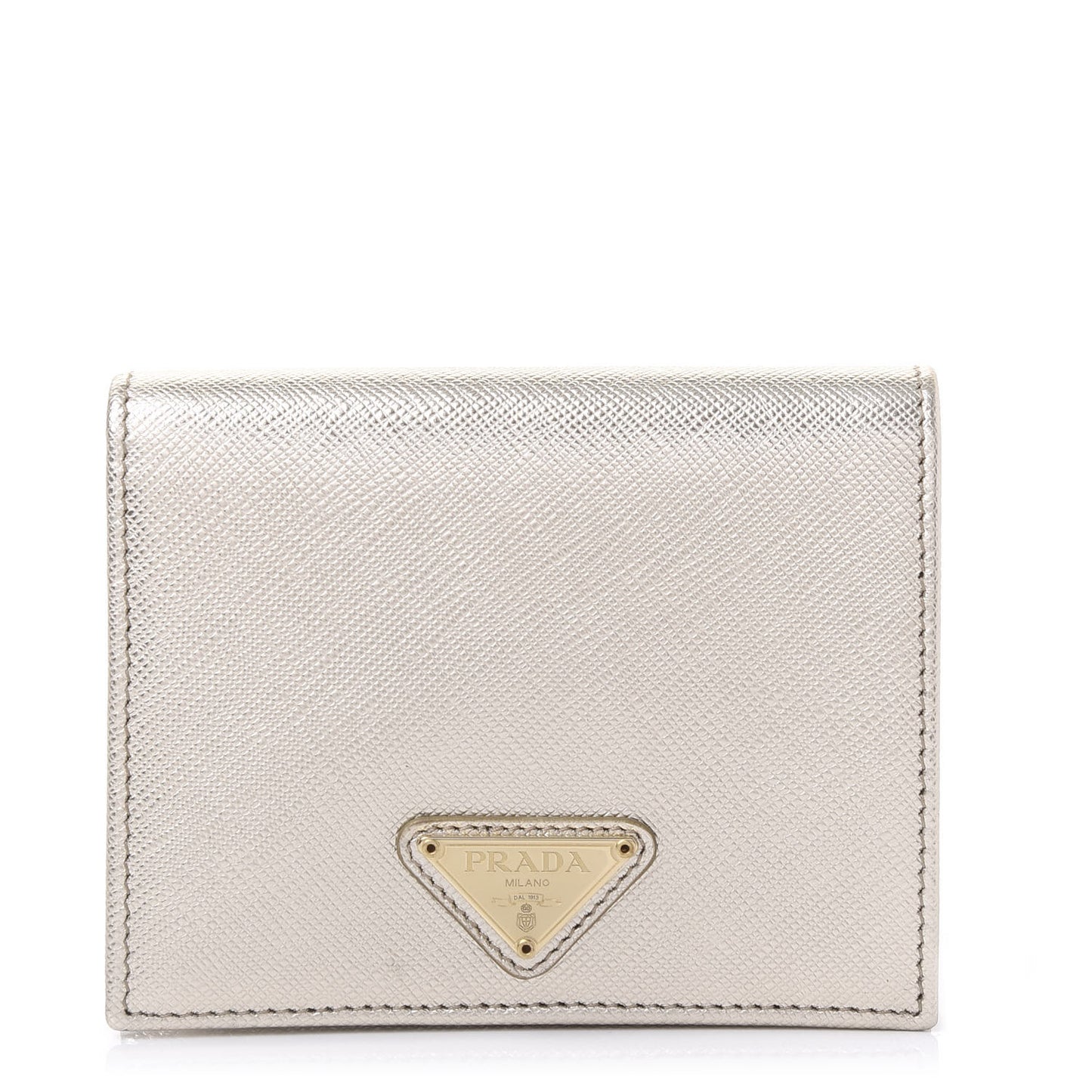 Metallic Saffiano Flap Compact Wallet Pirite