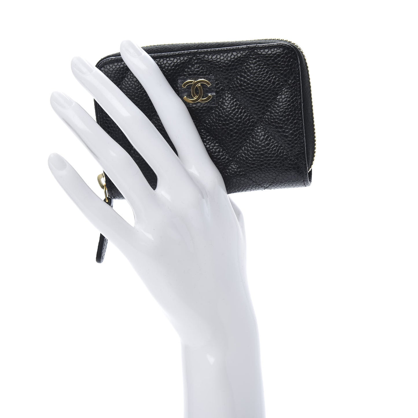 Caviar Quilted Zip Coin Purse Black