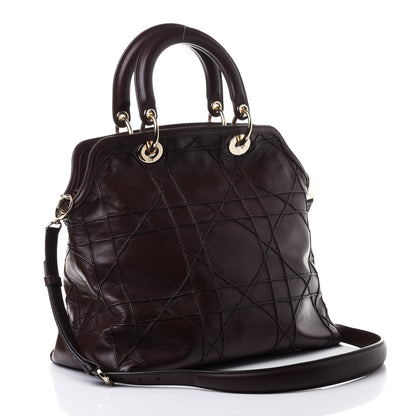 Christian Dior Lambskin Cannage Large Granville Tote Brown 2 of 4