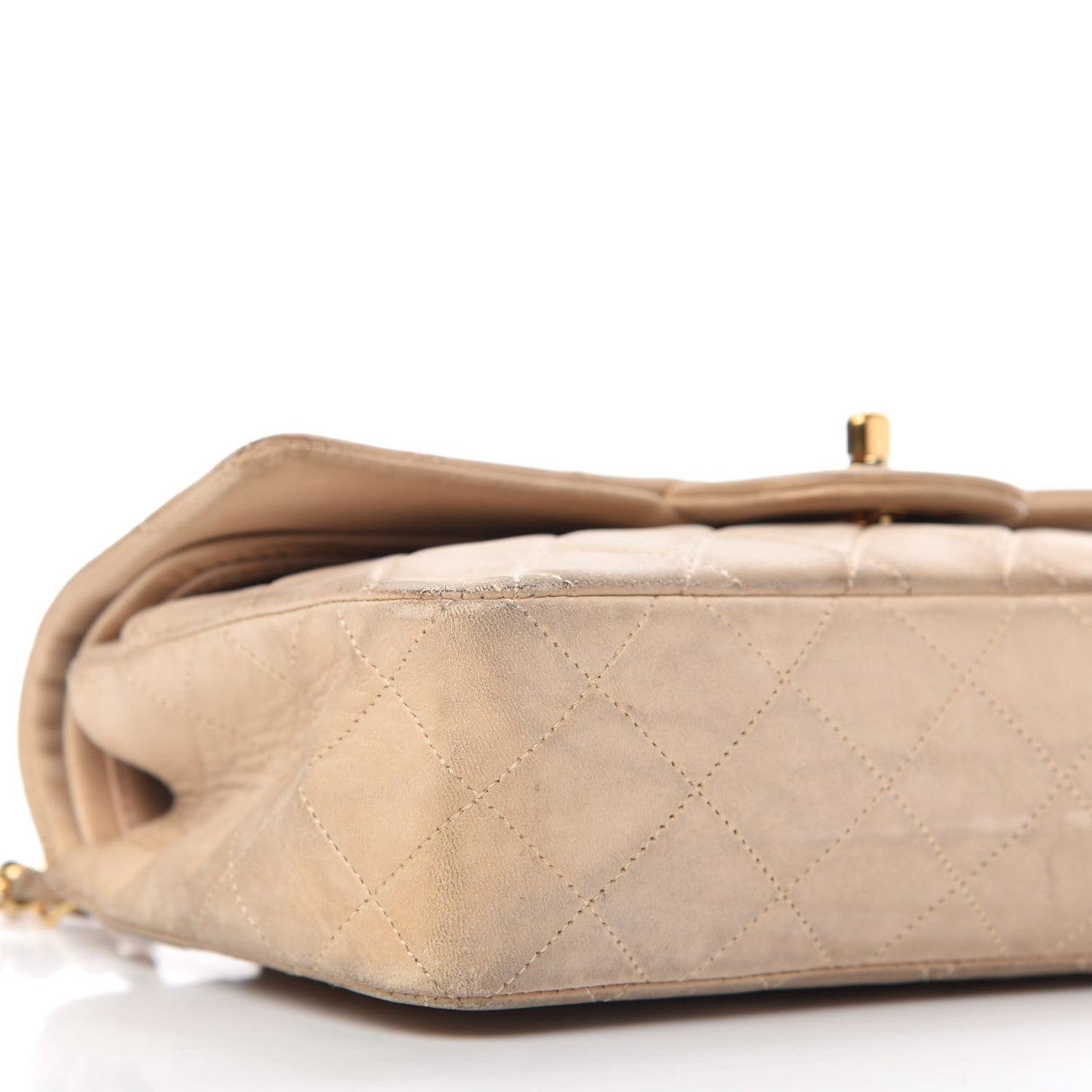 Lambskin Quilted Small Double Flap Beige