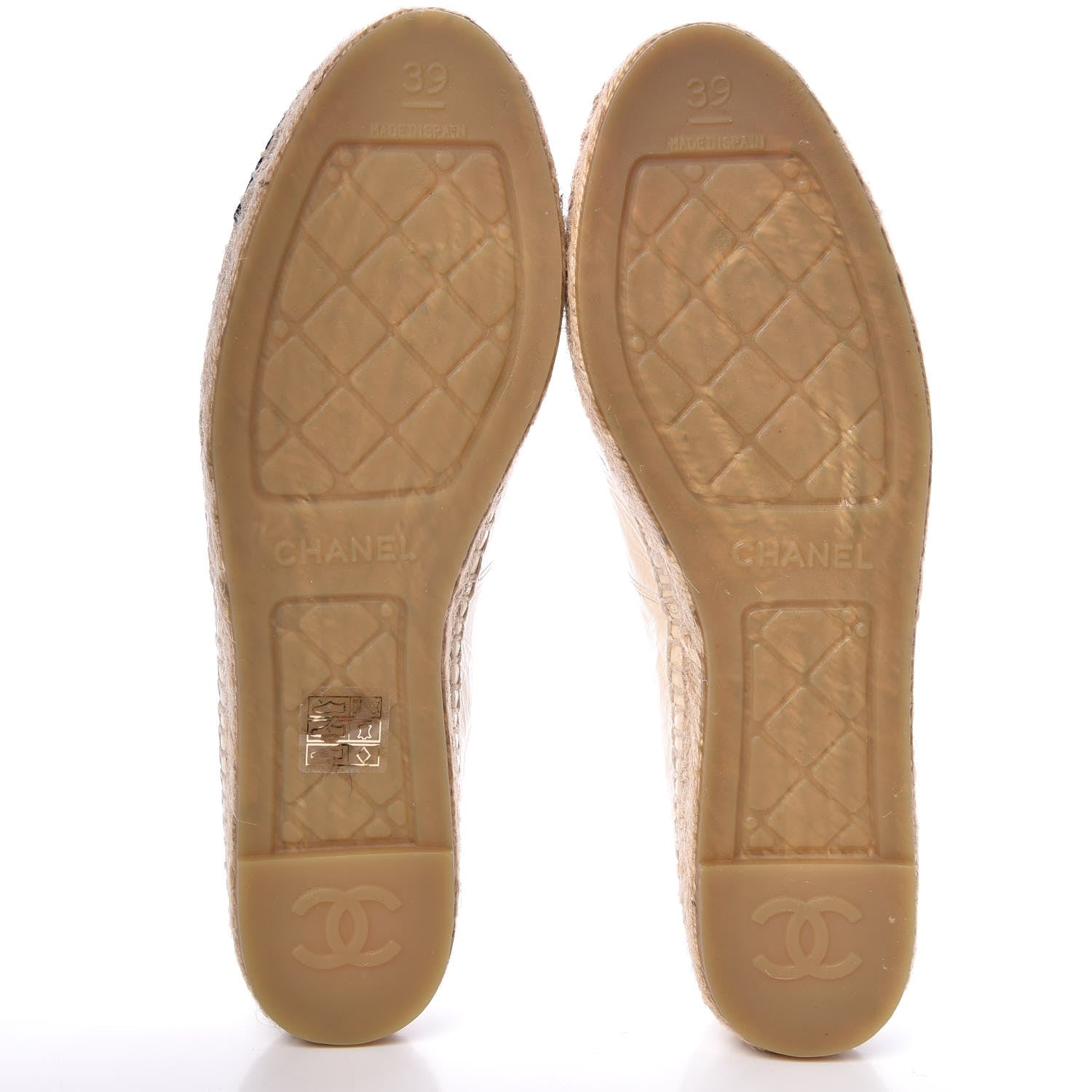 Chanel Metallic Calfskin Grosgrain CC Espadrilles 39 Ivory Black 5 of 11