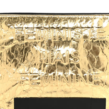 Chanel Metallic Lambskin Large Feministe Maize Feminine Pouch Clutch Gold 8 of 9