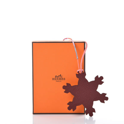 Hermes Togo Epsom Petit H Snowflake Bag Charm Rouge Toffee 4 of 4