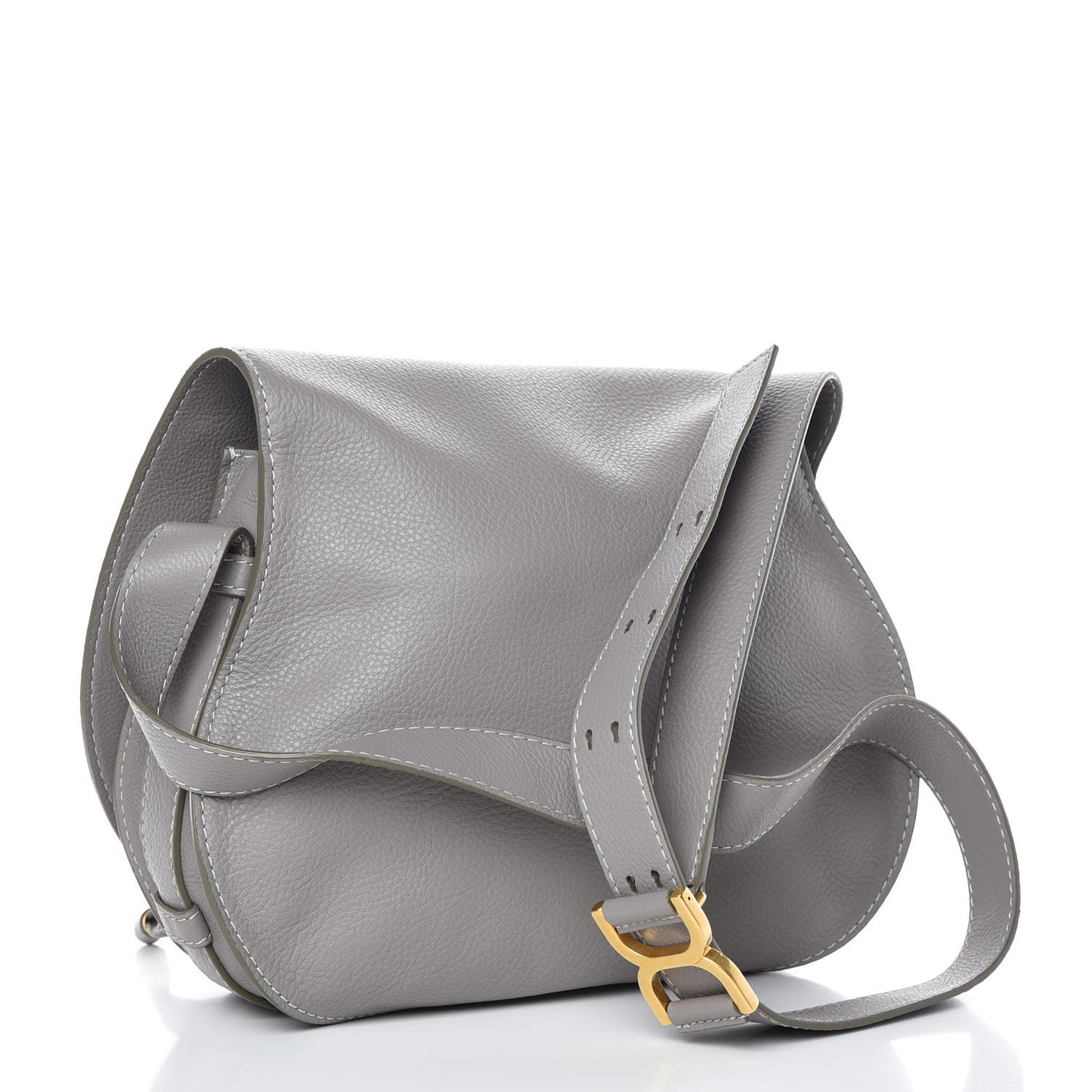 Calfskin Medium Marcie Round Crossbody Bag Cashmere Grey