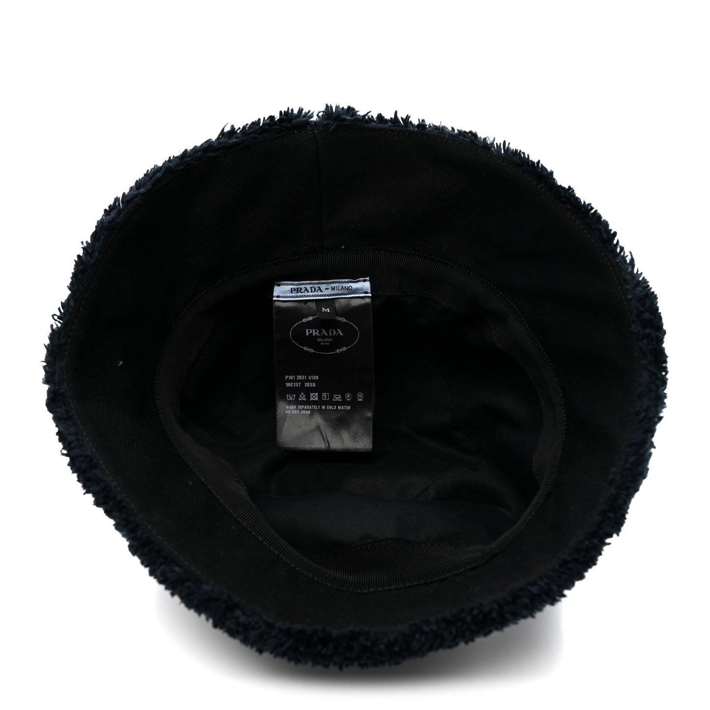 Terry Cloth Logo Embroidered Womens Bucket Hat M Black White