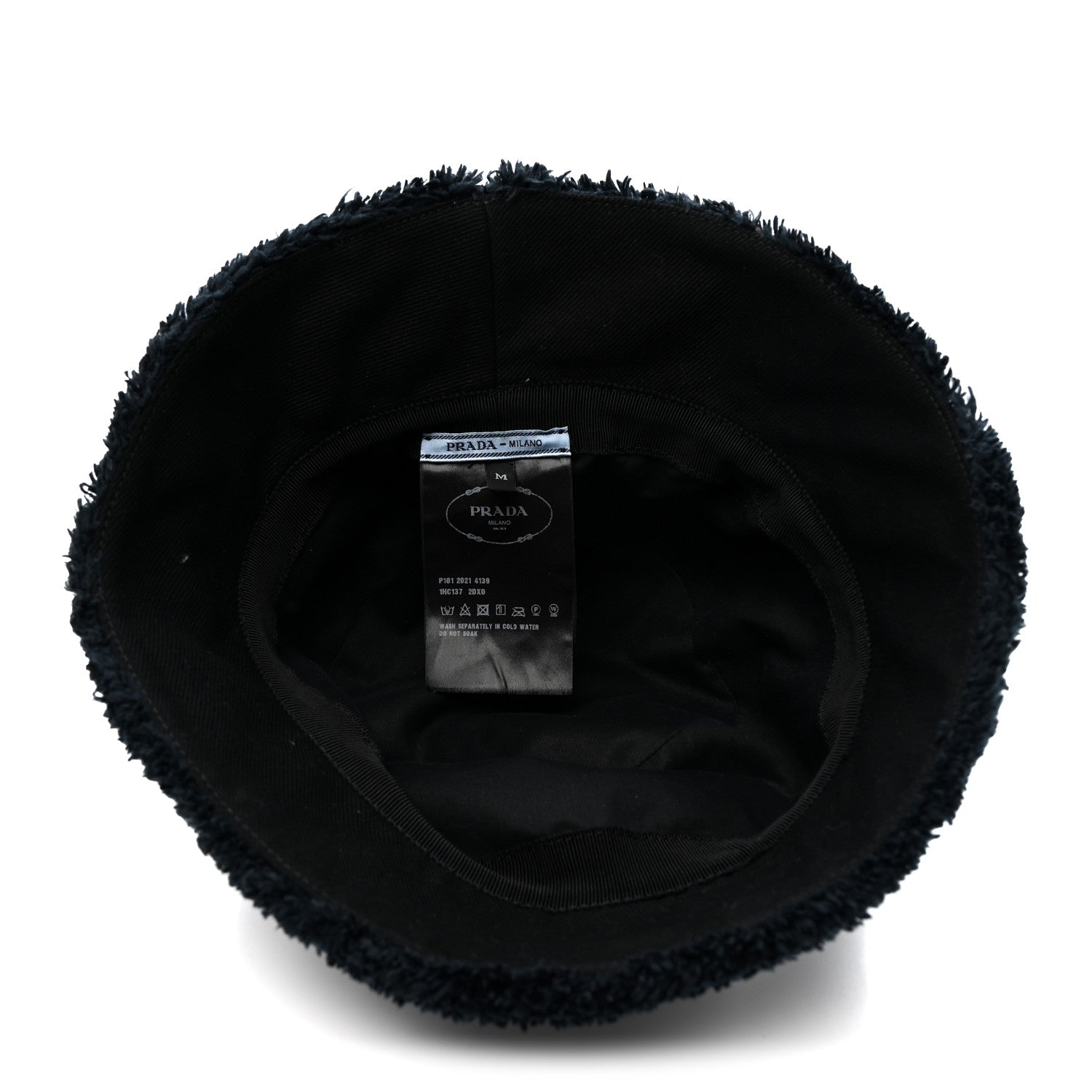 Prada Terry Cloth Logo Embroidered Womens Bucket Hat M Black White 7 of 8