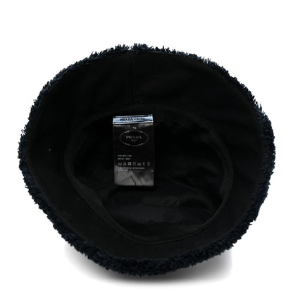 Prada Terry Cloth Logo Embroidered Womens Bucket Hat M Black White 7 of 8