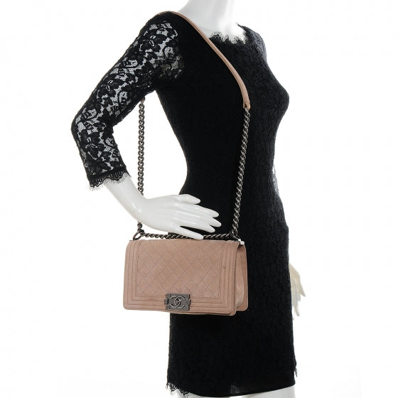 Chanel Iridescent Caviar Medium Boy Flap Beige 2 of 7