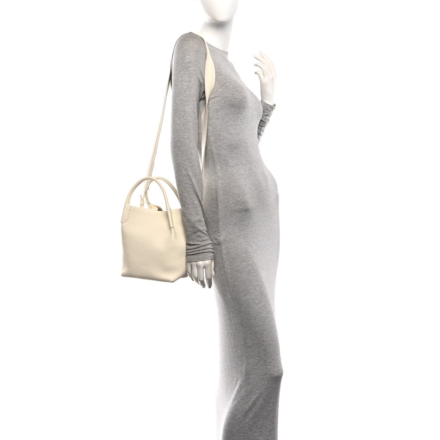 Grained Calfskin Small Bale Bag Whisper White