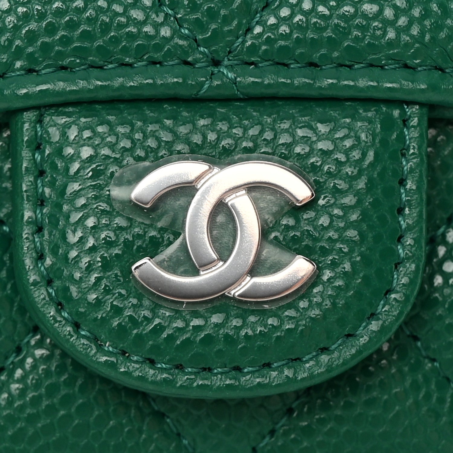 Chanel Caviar Quilted Flap Card Holder Wallet Green 9 of 10