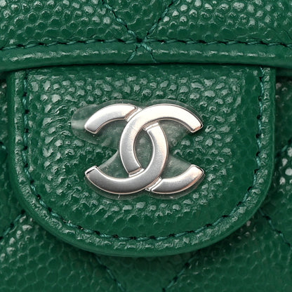 Chanel Caviar Quilted Flap Card Holder Wallet Green 9 of 10