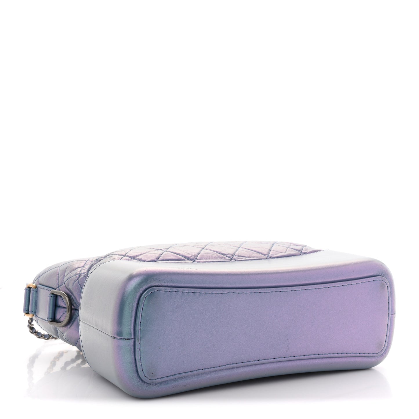 Iridescent Aged Calfskin Quilted Medium Gabrielle Hobo Blue