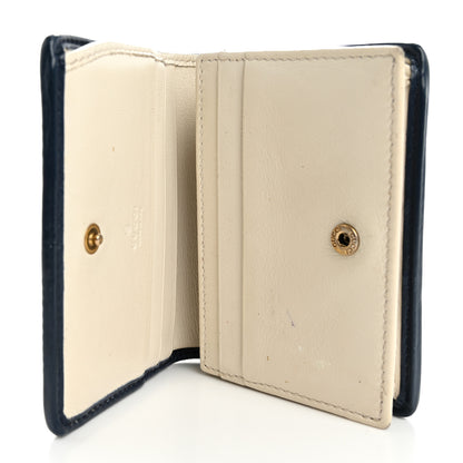 Gucci Vintage Effect Calfskin Matelasse Diagonal Torchon GG Marmont Card Case Wallet Mystic White Blue Agata 5 of 13