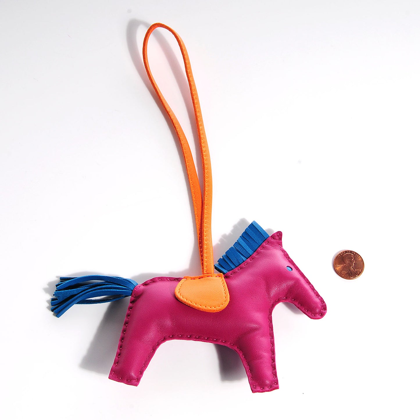 Milo Lambskin Grigri Rodeo Horse Bag Charm MM Tosca Bleu Izmir Orange