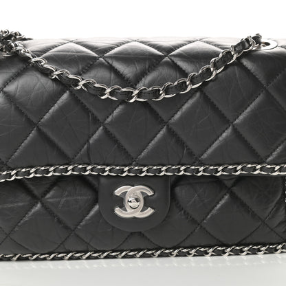 Chanel Crumpled Calfskin Medium Chain All Over Flap Black 8 of 12