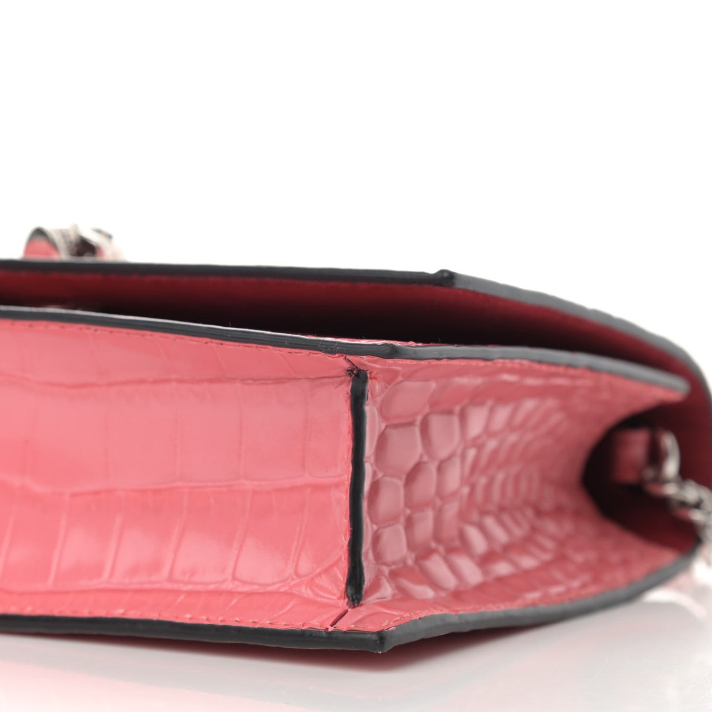Calfskin Crocodile Embossed Skull Mini Crossbody Bag Pink