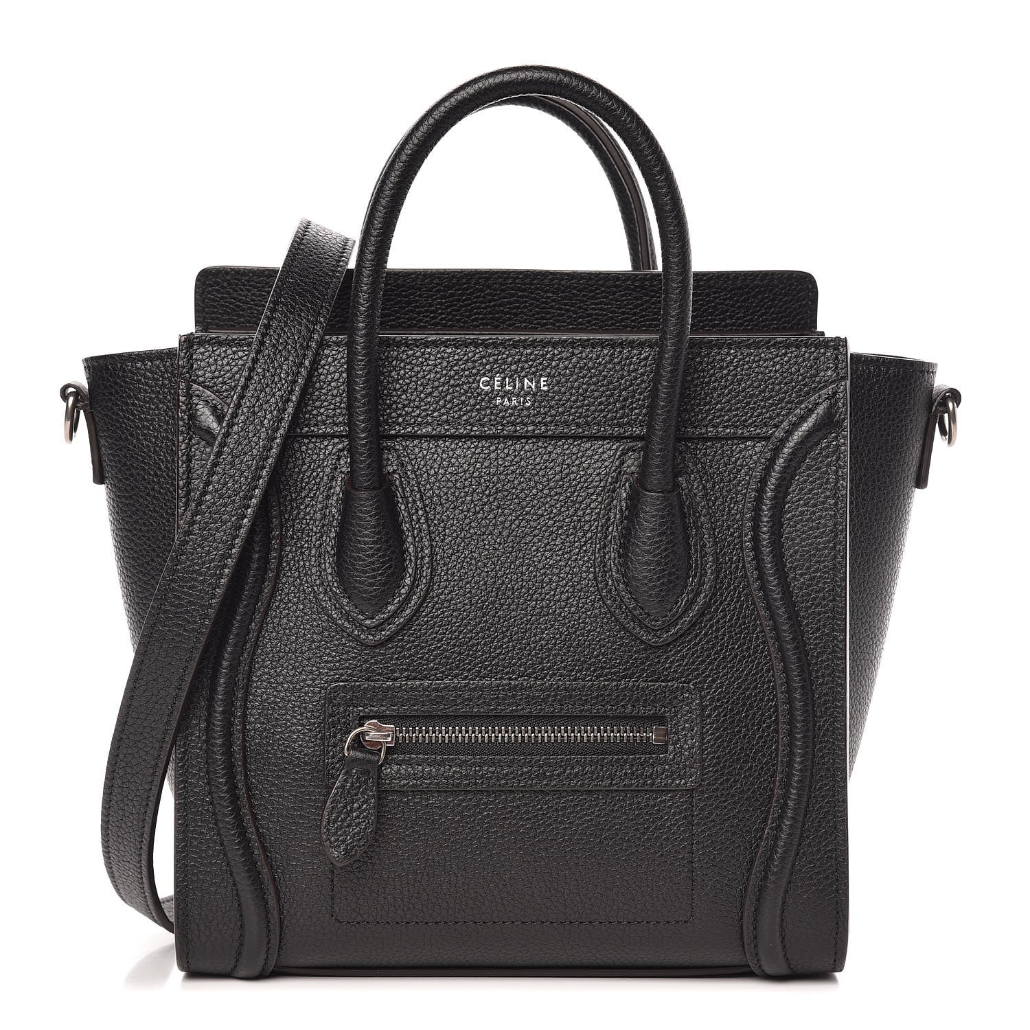 Celine Drummed Calfskin Nano Luggage Black 1 of 12