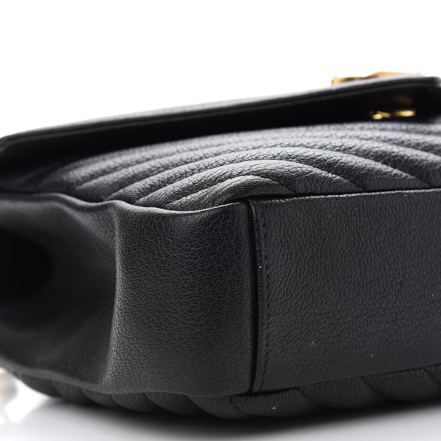 Saint Laurent Sheepskin Matelasse Chevron Monogram Medium College Bag Black 7 of 9