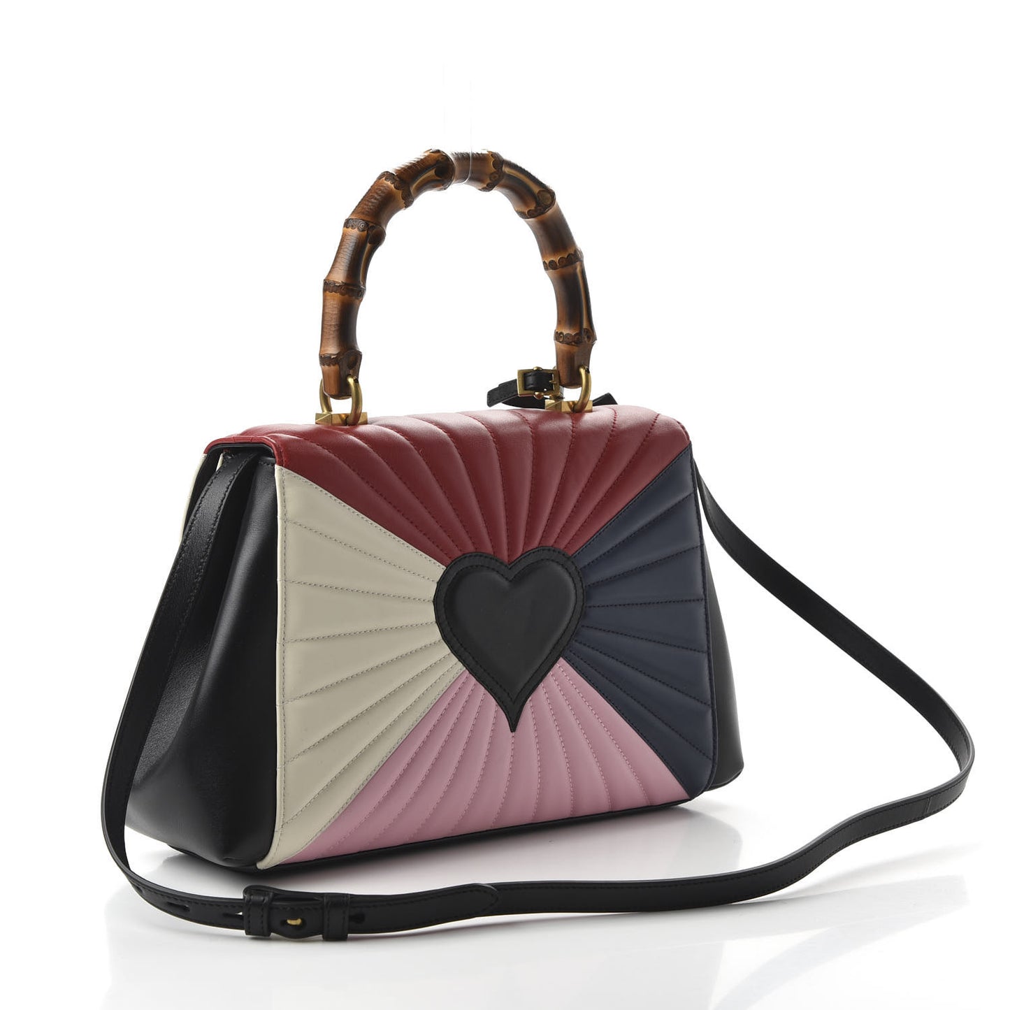 Calfskin Bamboo Trapuntata Queen Margaret Top Handle Bag Blue Agata Hibiscus Red Mystic White Sugar Pink