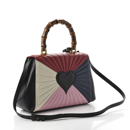 Gucci Calfskin Bamboo Trapuntata Queen Margaret Top Handle Bag Blue Agata Hibiscus Red Mystic White Sugar Pink 3 of 10