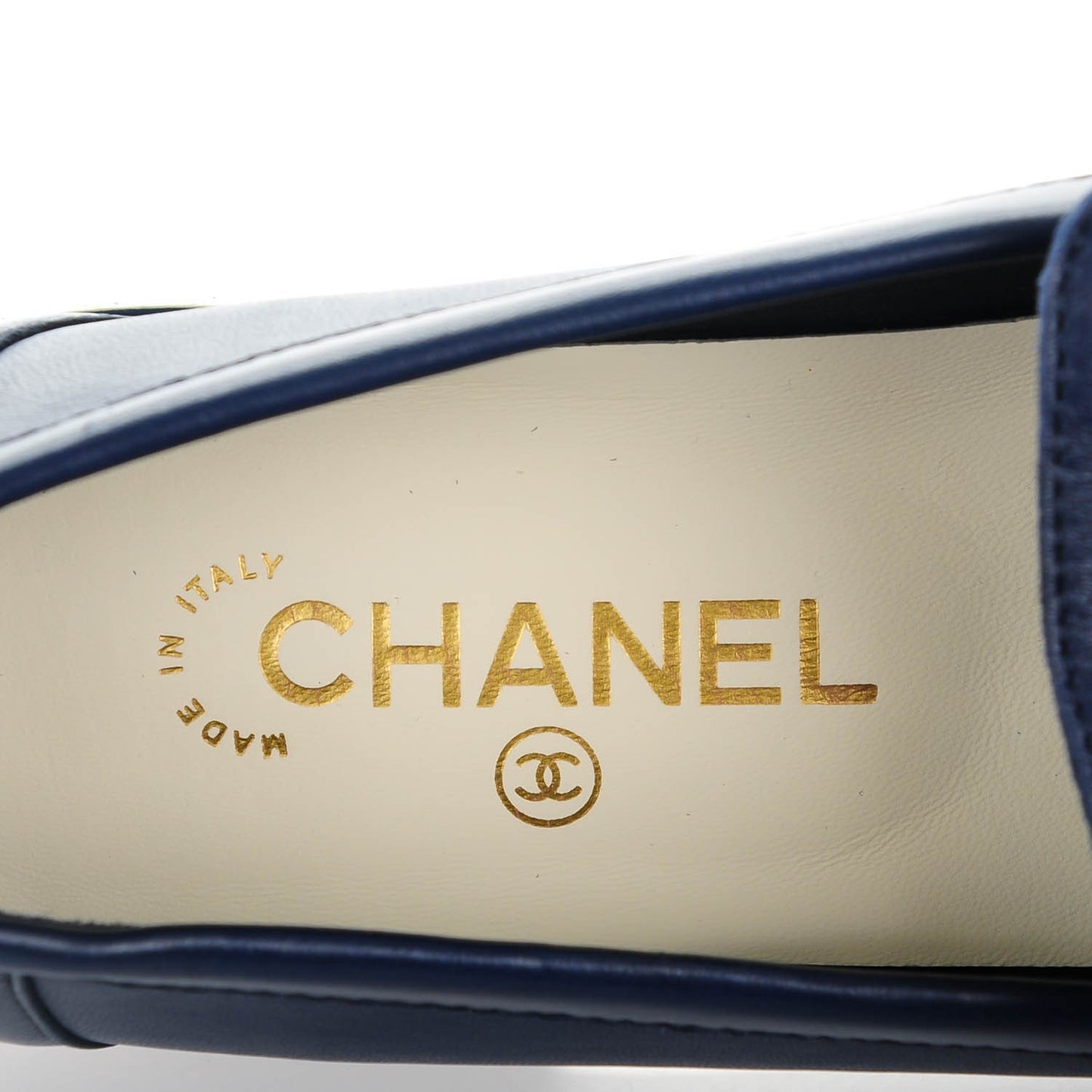Lambskin CC Mocassin Loafers 40 Navy