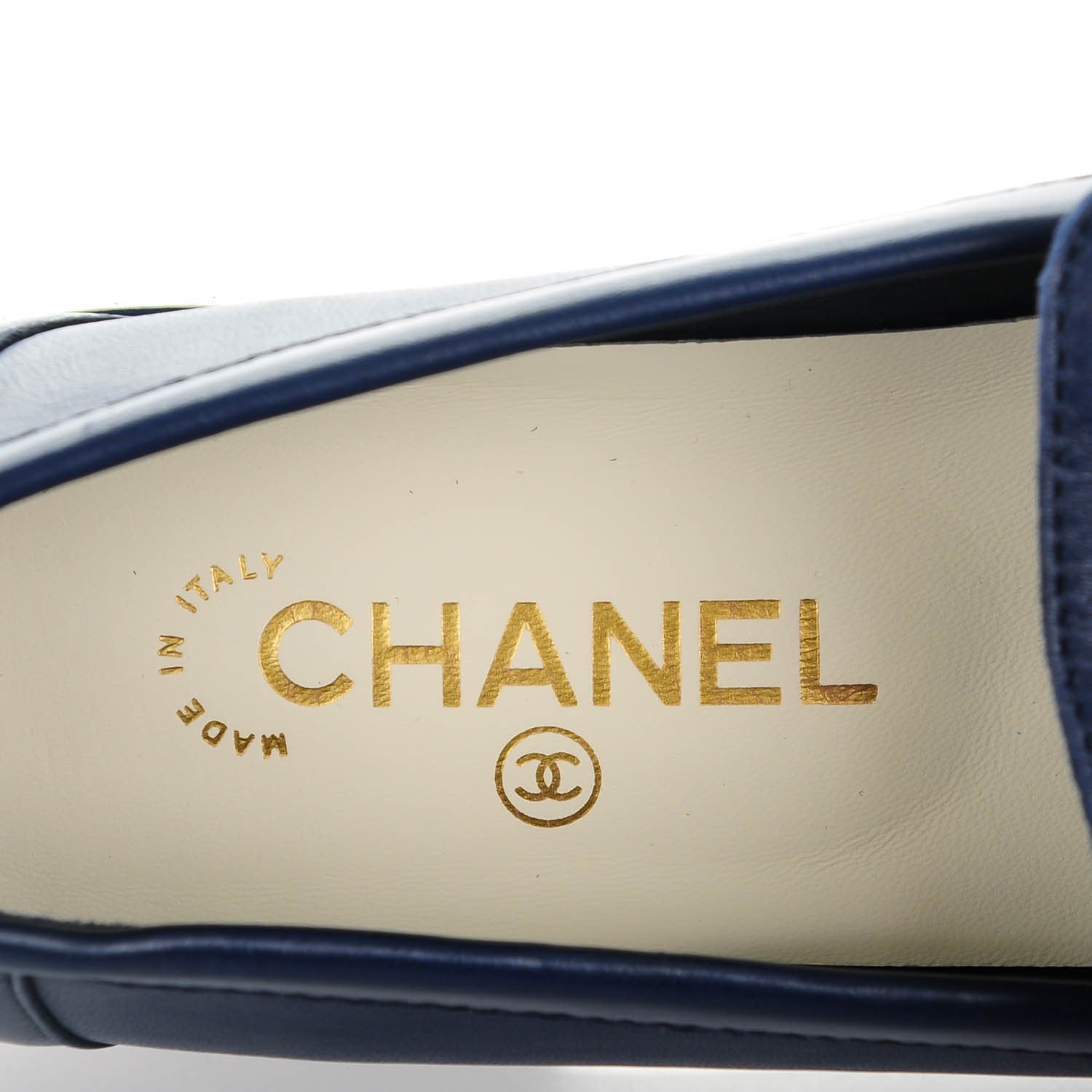 Chanel Lambskin CC Mocassin Loafers 40 Navy 7 of 9