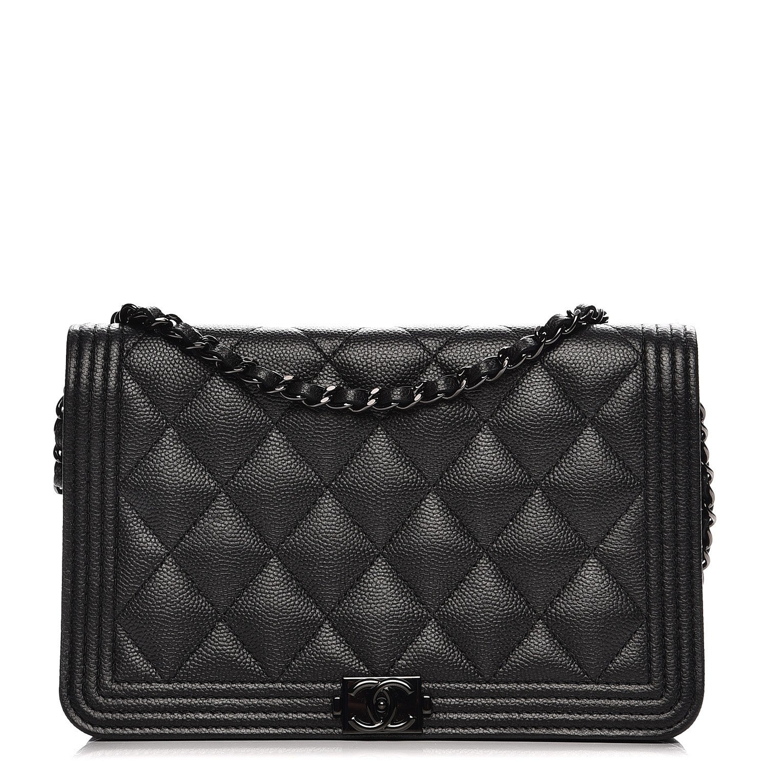 Chanel Caviar Quilted Boy Wallet On Chain WOC So Black 1 of 10
