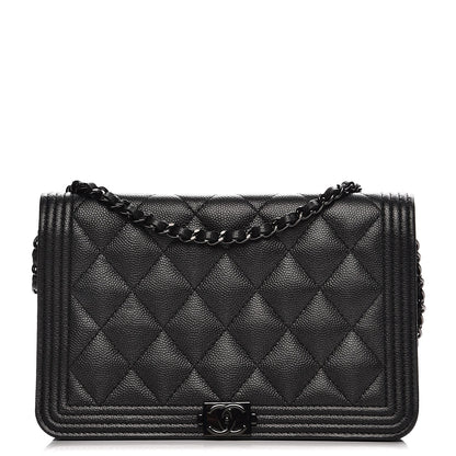 Chanel Caviar Quilted Boy Wallet On Chain WOC So Black 1 of 10