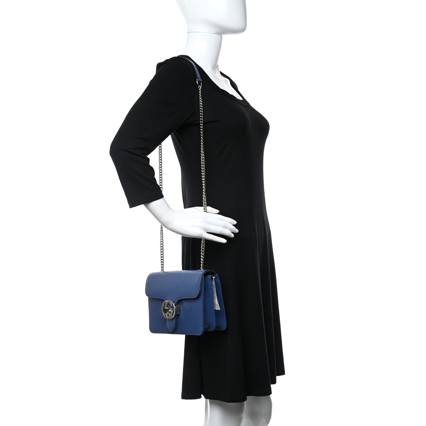 Dollar Calfskin Small Interlocking G Shoulder Bag Caspian