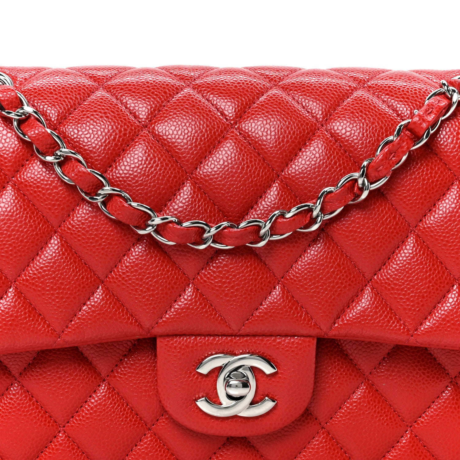 Chanel Caviar Quilted Medium Double Flap Red 8 of 10