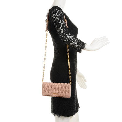 Miu Miu Nappa Matelasse Wallet On Chain Orchid 2 of 7