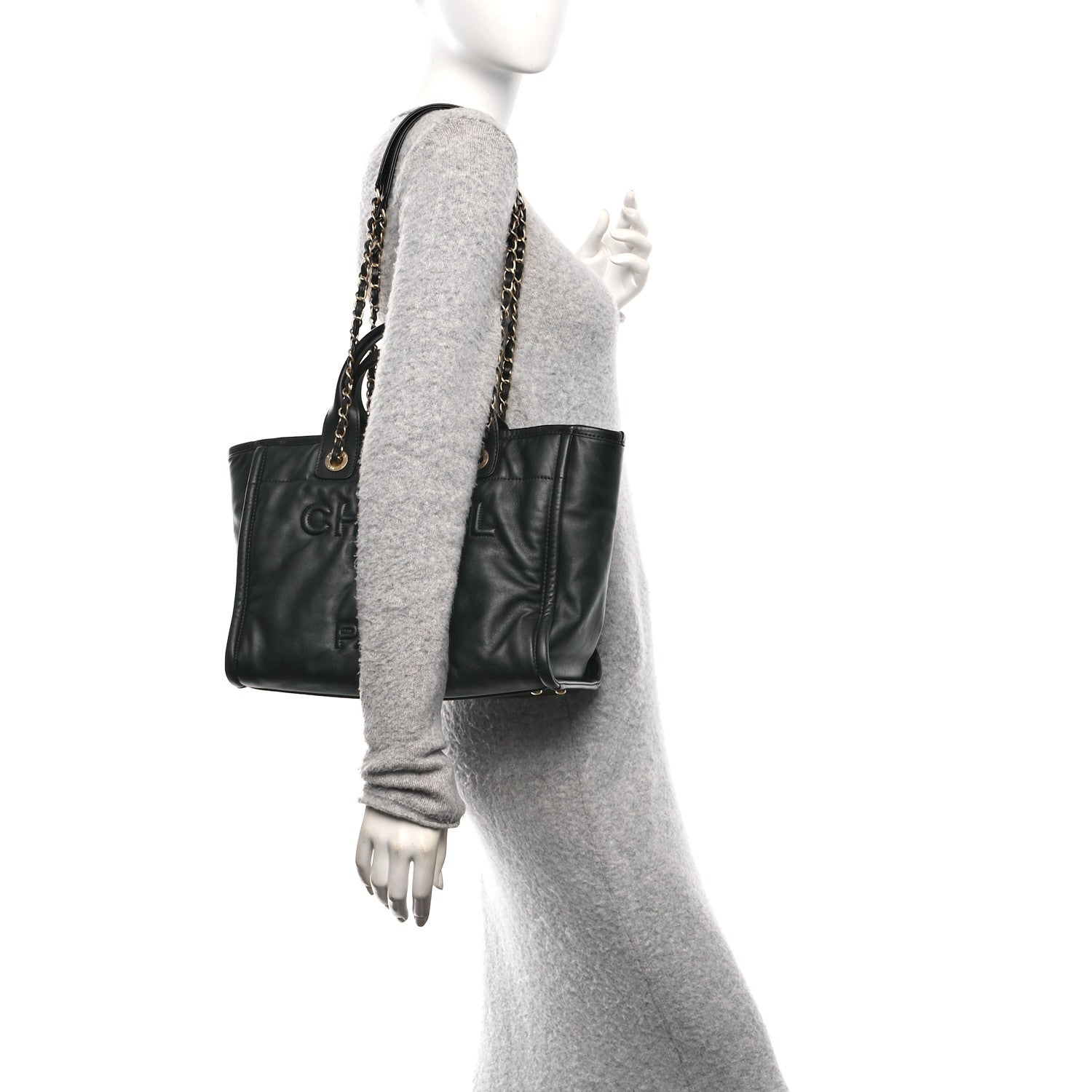 Chanel Calfskin Small Deauville Tote Black 2 of 11