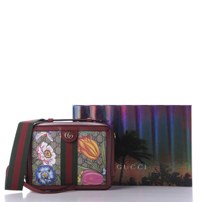 Gucci GG Supreme Monogram Flora Web Small Ophidia Top Handle Shoulder Bag Hibiscus Red 10 of 10