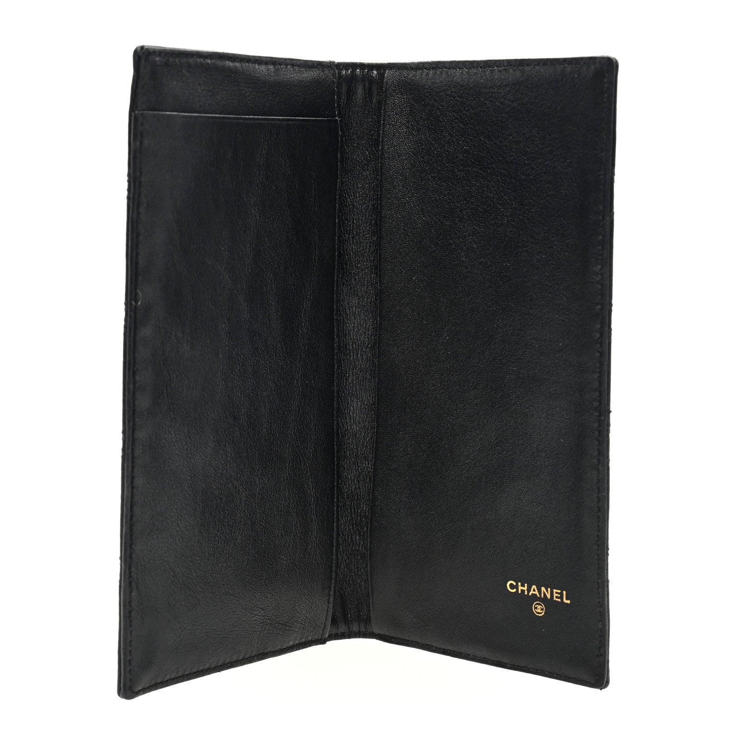 Chanel Lambskin Diamond Stitched Check Book Wallet Black 5 of 8