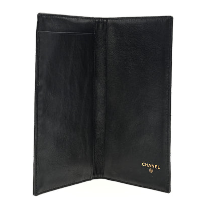 Chanel Lambskin Diamond Stitched Check Book Wallet Black 5 of 8