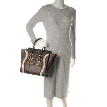 Celine Smooth Calfskin Micro Tri-Color Luggage Burgundy 2 of 8