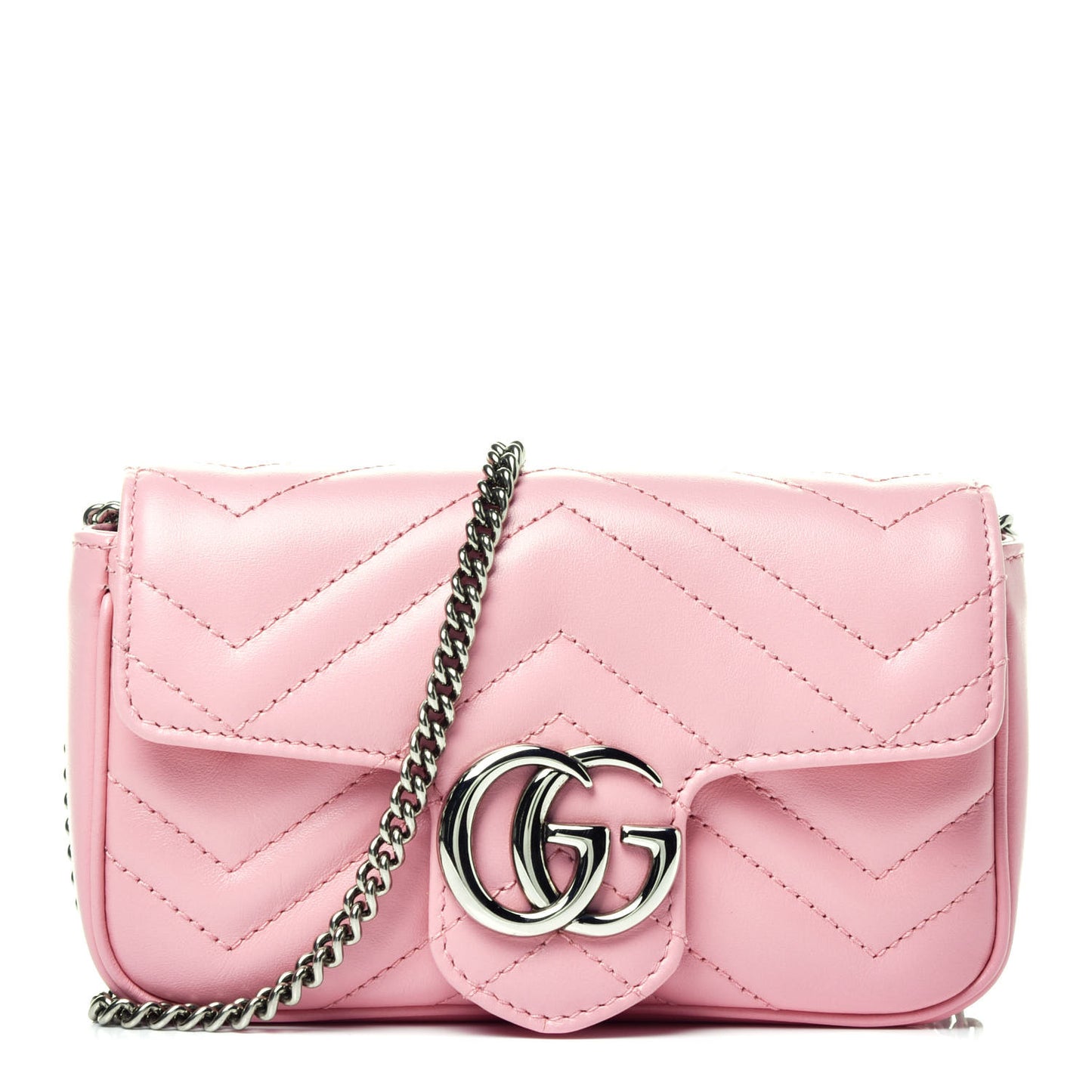 Calfskin Matelasse Super Mini GG Marmont Shoulder Bag Wild Rose