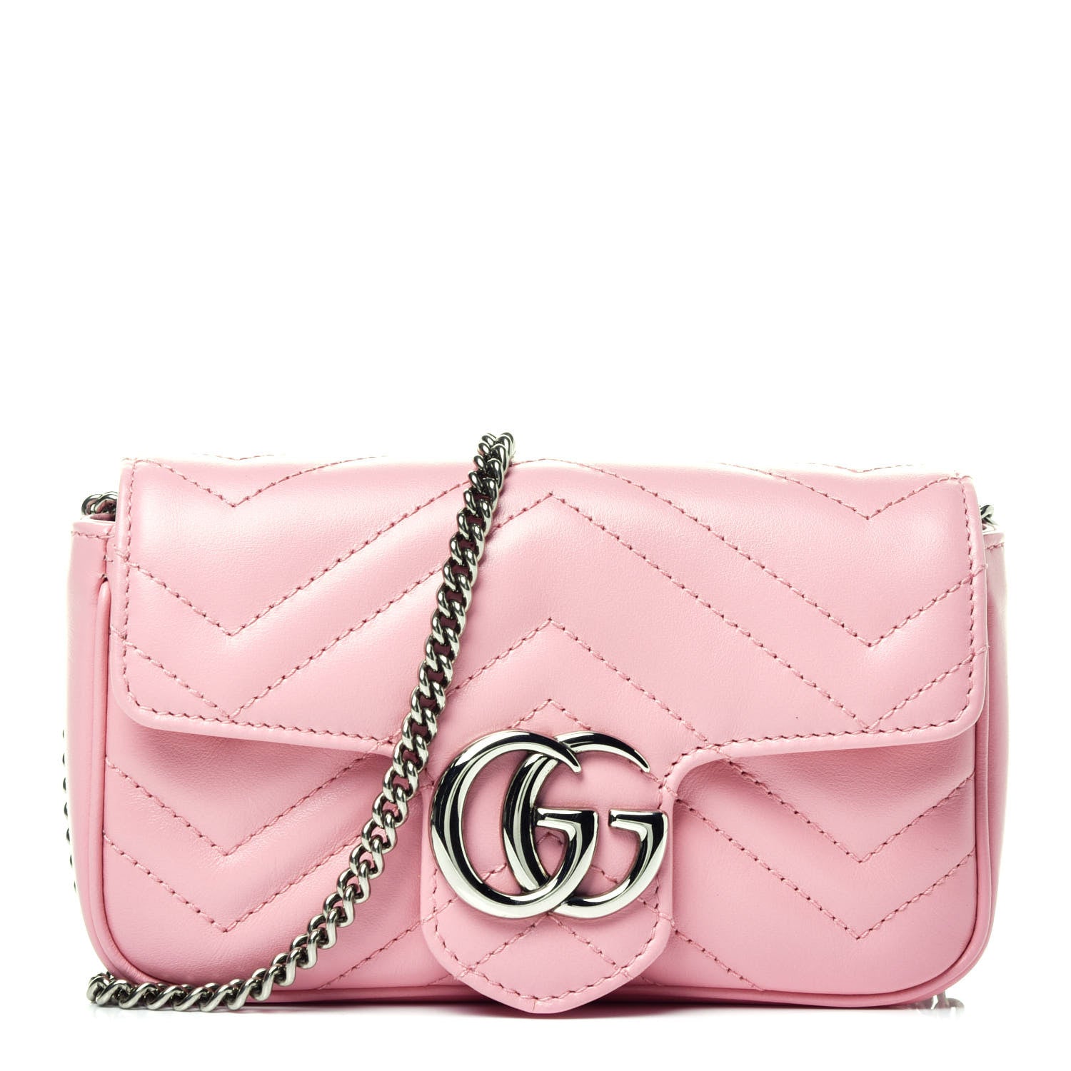 Gucci Calfskin Matelasse Super Mini GG Marmont Shoulder Bag Wild Rose 1 of 9
