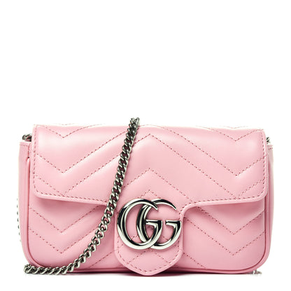Gucci Calfskin Matelasse Super Mini GG Marmont Shoulder Bag Wild Rose 1 of 9